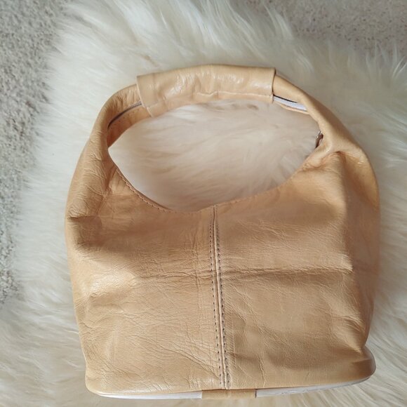 Custom Made Aged/Yellowed-White Leather Mini Handbag - Picture 3 of 13